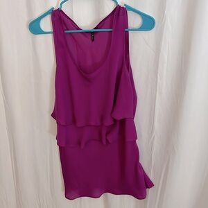 Daisy Fuentes bright purple silky layered dressy top. Sz M